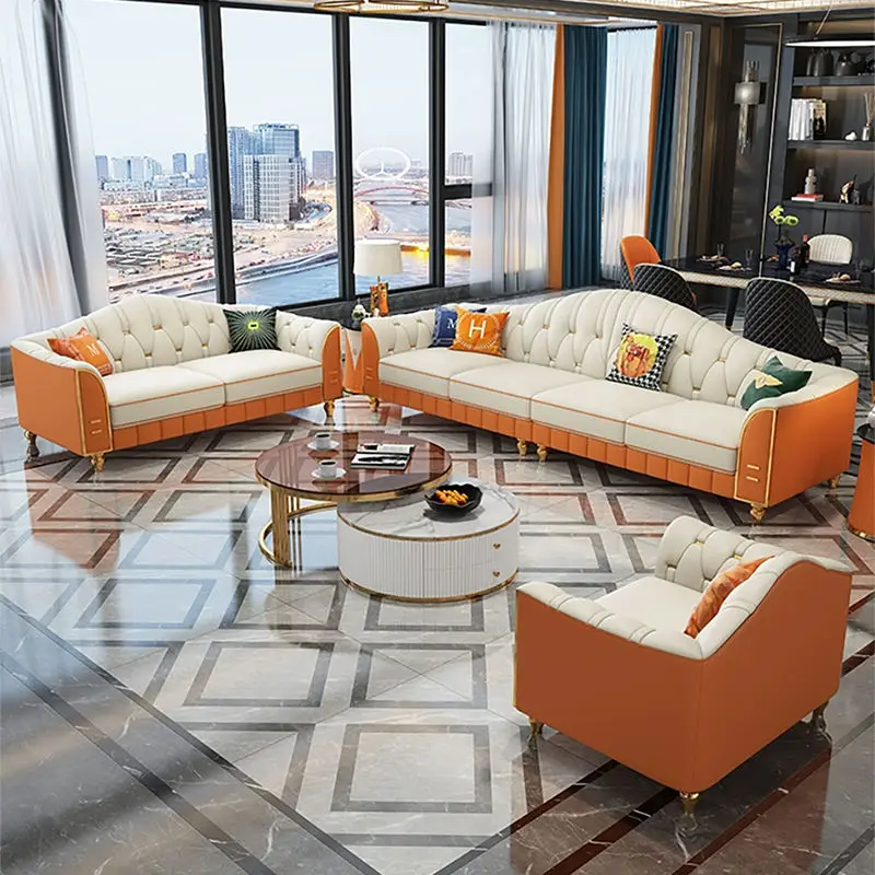 Synthetic Leather Luxury Modern Chesterfield Sofa Set-Durable Sponge-Filled Single/Double/Triple Seater Options for Living Room — image 3
