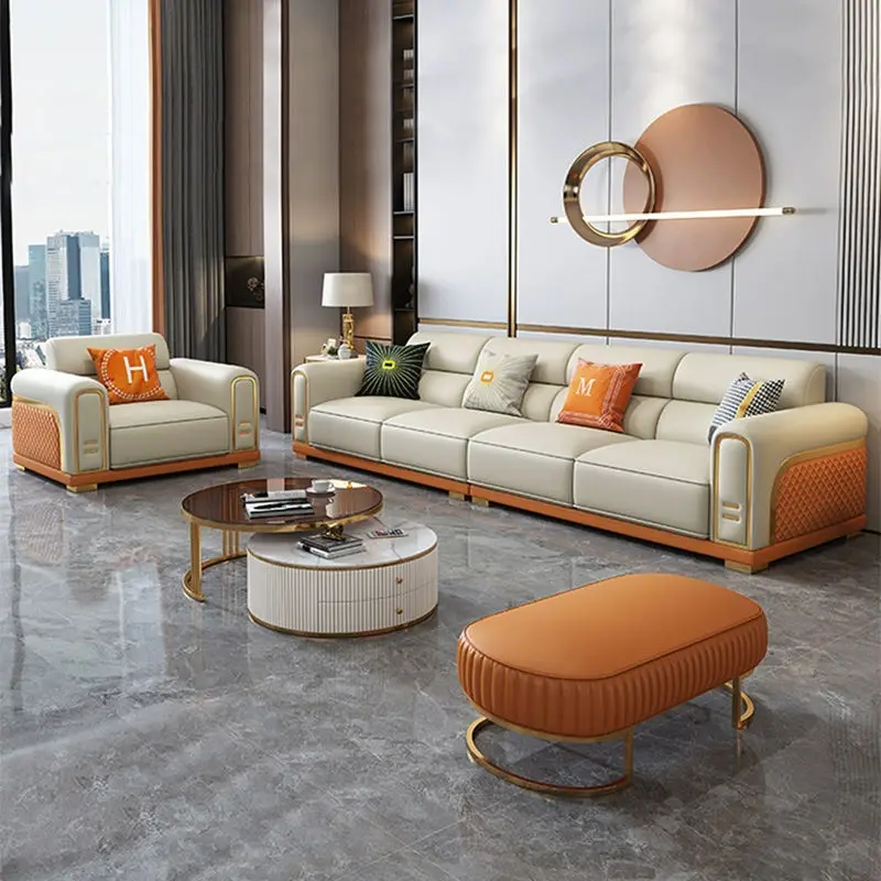 Leather Luxury Chesterfield Sofa Set Single/Double/Triple Seater Options Durable Sponge-Filled Modern Apartment Hotel Living — image 4