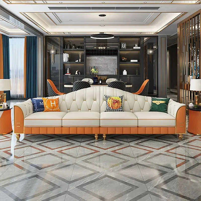 Synthetic Leather Luxury Modern Chesterfield Sofa Set-Durable Sponge-Filled Single/Double/Triple Seater Options for Living Room — image 4