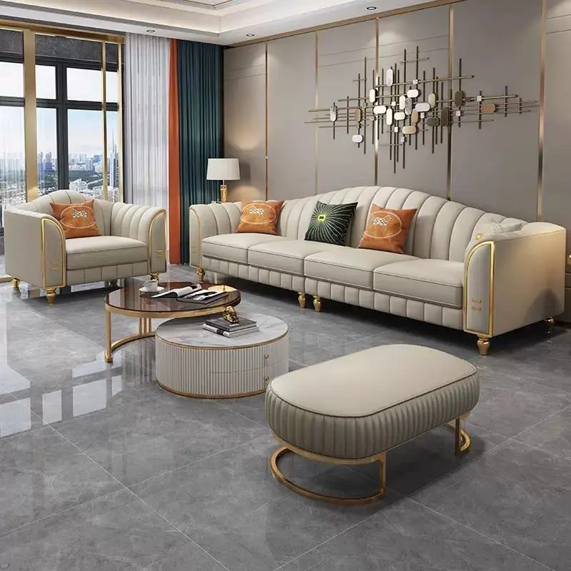 Leather Luxury Modern Chesterfield Sofa Set 2/Single/Double/Triple Seater Options Durable Sponge-Filled Hotel/GYM/Living — view 1