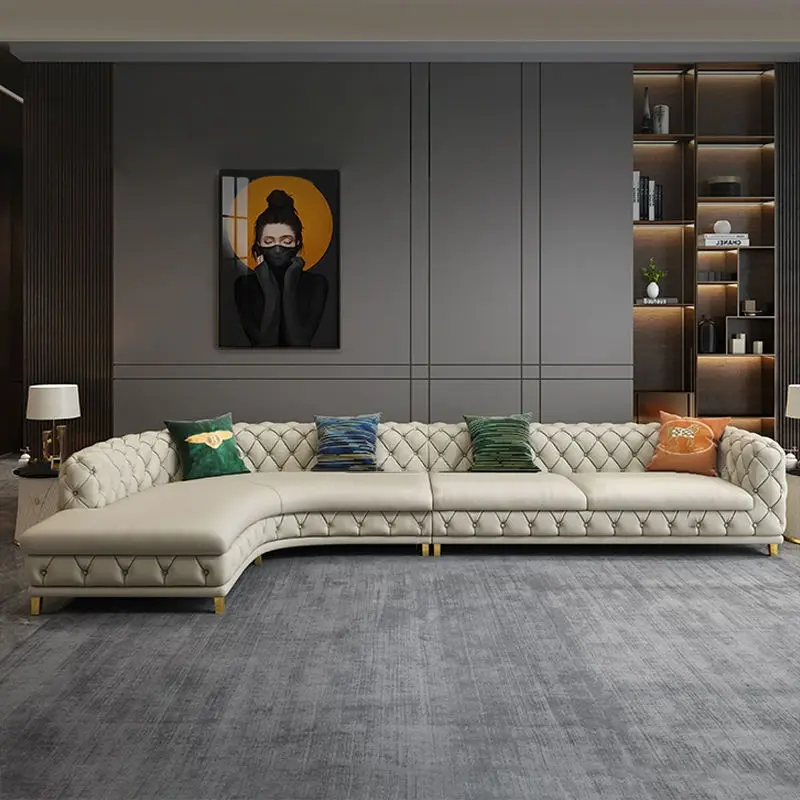 Synthetic Leather Modern Chesterfield Sofa Set Tufted Design Single/Double/Triple Seater Options Durable Sponge-Filled for Hotel — image 3