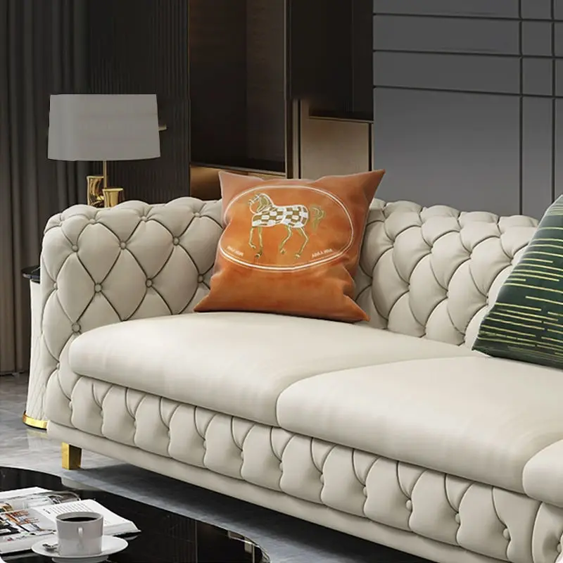 Synthetic Leather Modern Chesterfield Sofa Set Tufted Design Single/Double/Triple Seater Options Durable Sponge-Filled for Hotel — image 4