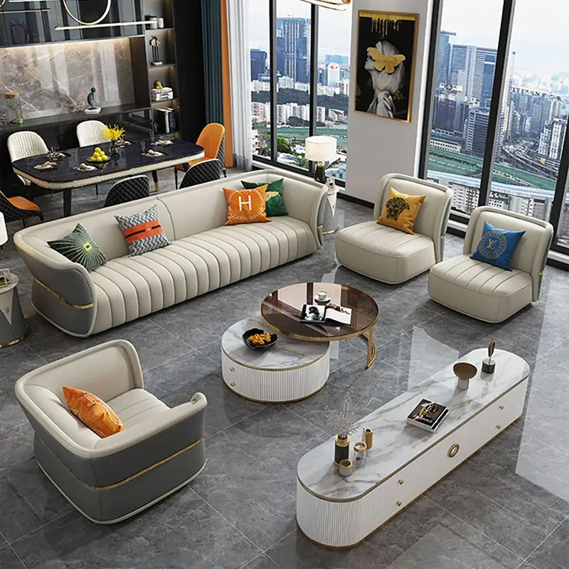 Leather Luxury Modern Chesterfield Sofa Set Single/Double/Triple Seater Options Durable Sponge-Filled Apartment Hotel Living — image 3