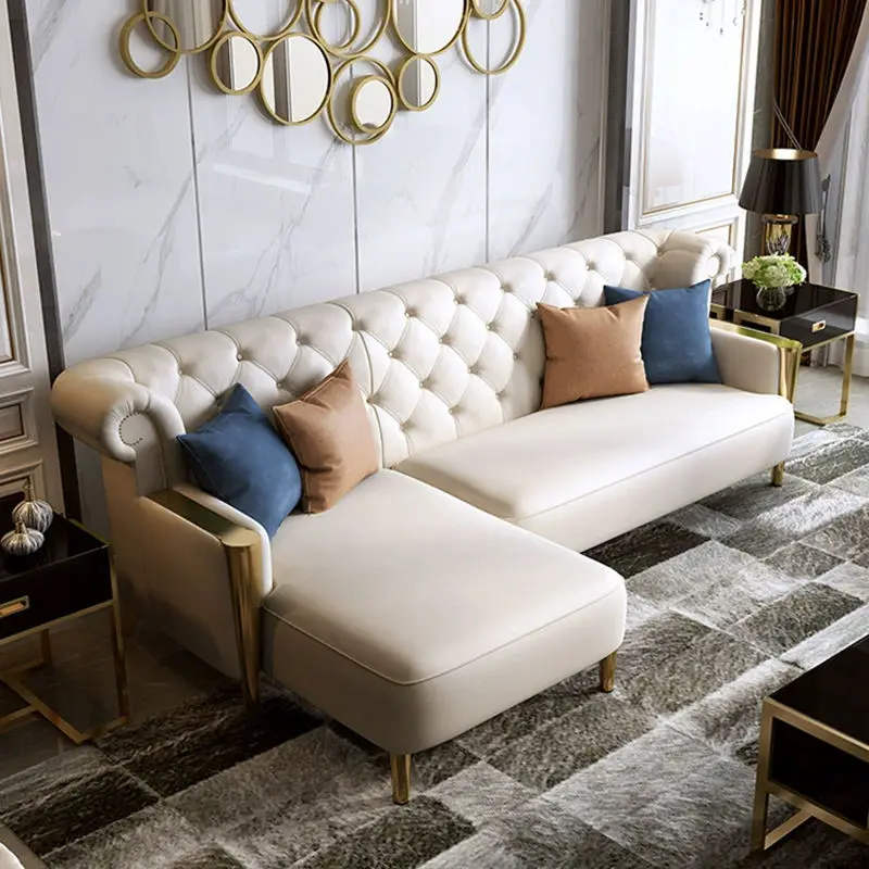 High Quality Modern Chesterfield Sofa Set Synthetic Leather Durable Living Room Hotel Use Luxury Sofa Hot Sell — image 3