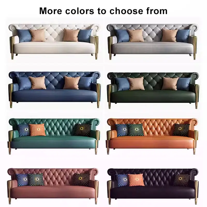 High Quality Modern Chesterfield Sofa Set Synthetic Leather Durable Living Room Hotel Use Luxury Sofa Hot Sell — image 7