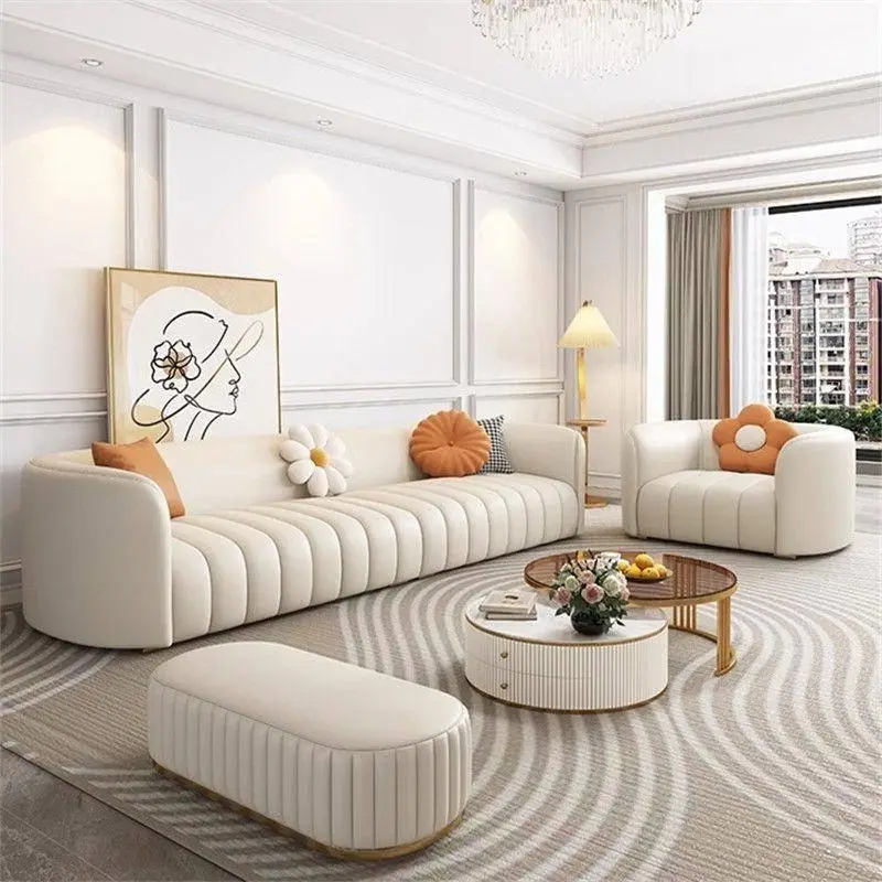 High Quality Durable Modern Synthetic Leather Chesterfield Sofa Set Apartment Living Room Hotel Sponge Customizable Luxu — view 1