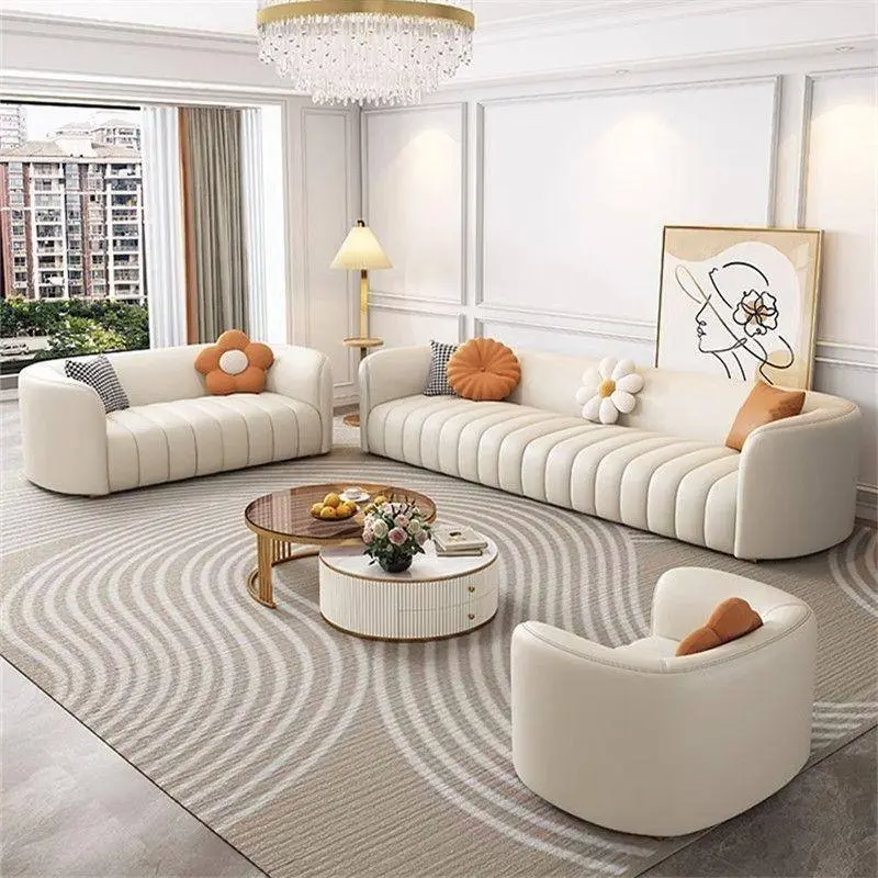 High Quality Durable Modern Synthetic Leather Chesterfield Sofa Set Apartment Living Room Hotel Sponge Customizable Luxury — image 3