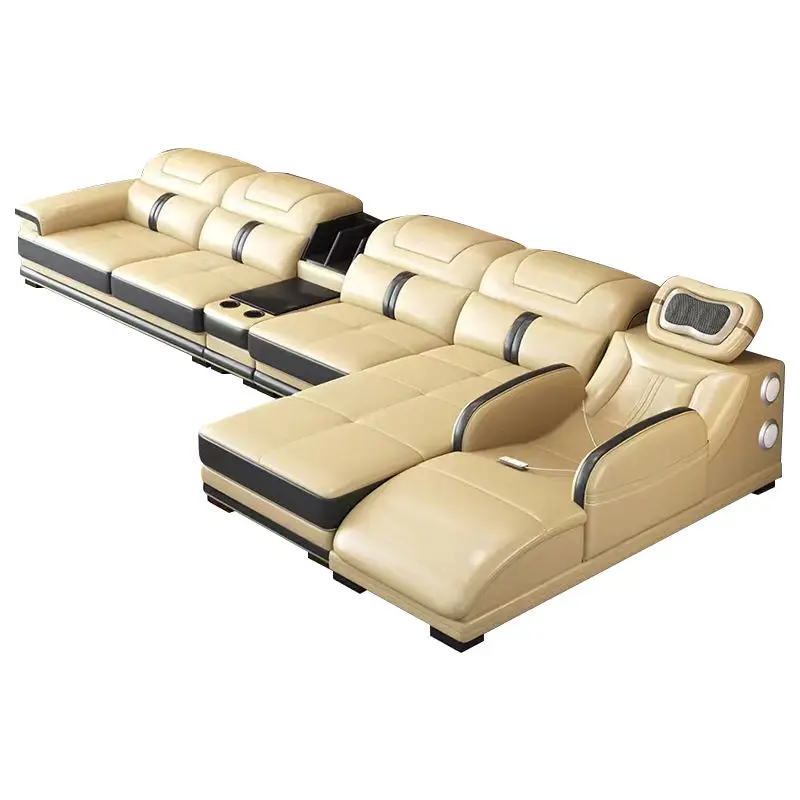 Luxurious Modern Minimalist Massage Leather Sectional Sofa Set Reclining Hot Selling for Apartment Villa Living Room Furniture — image 5