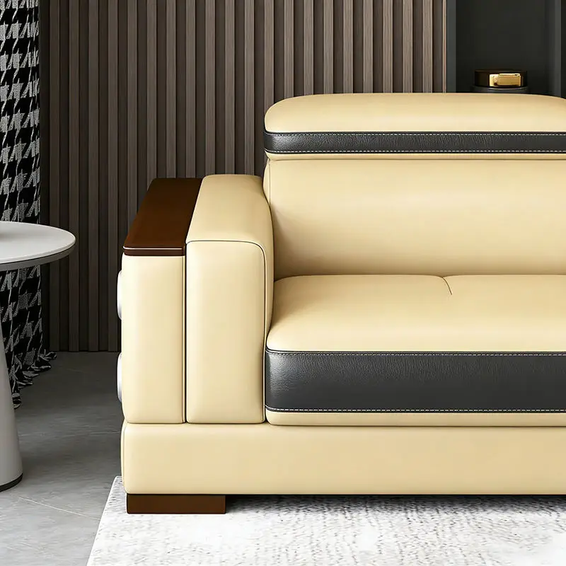Luxurious Modern Minimalist Leather Sectional Sofa Hot Selling for Villas Living Room Furniture with Massage Area — image 4