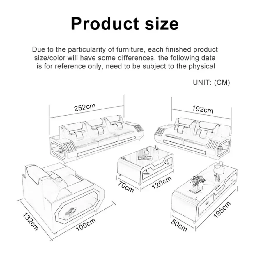 New Design Luxury Modern Leather Sofa Set Recliner Sponge Filled Villa Apartment Sectional Furniture Solid Wood Frame Modular — image 6