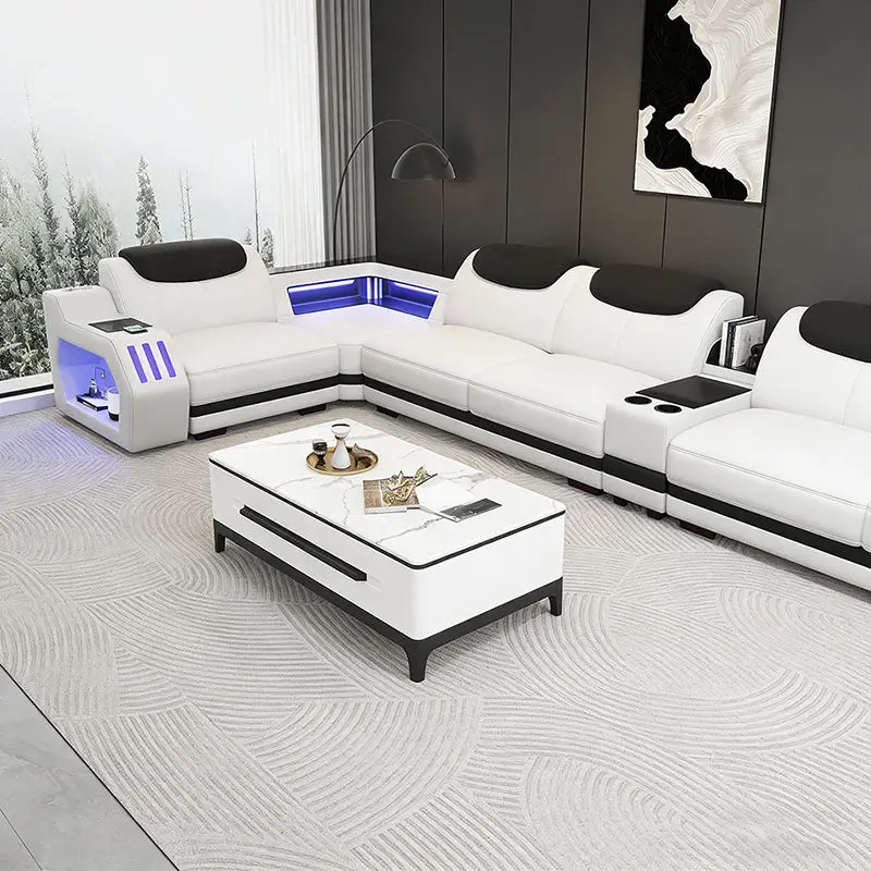 Luxurious Modern Wood Frame Modular Leather Sectional Sofa for Villas and Hotels Home Furniture Hot Selling — image 6