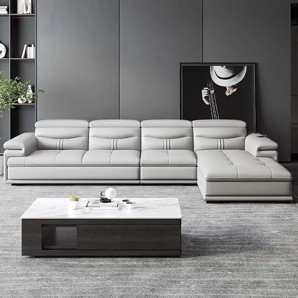 Modern L-Shaped 3-Seater Sectional Sofa Set Furniture with Reclining Function PU Leather for Living Room — image 3