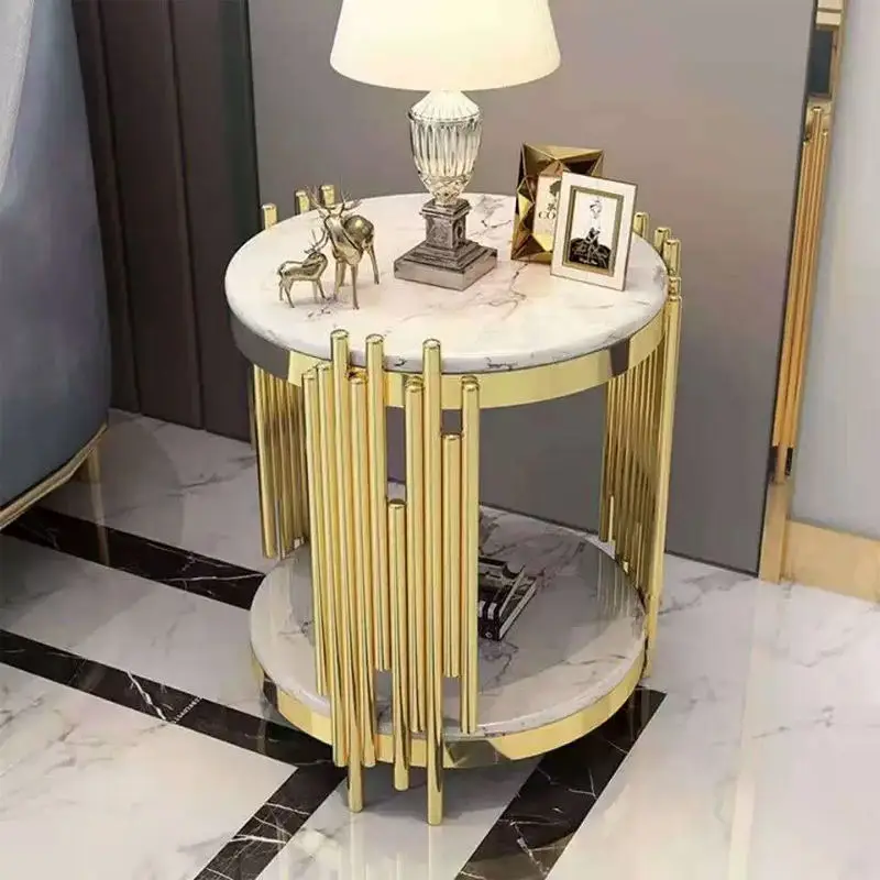 Nordic Gold Slivery Luxury Modern Glass Top Stainless Steel Corner Console Table for Living Room Bedroom Hotel Use — image 2