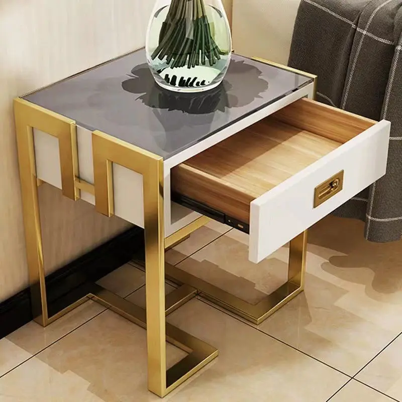 Modern Convertible Living Room Furniture Storage Side Table Metal Frame Black Glass Coffee and Tea Table — image 4