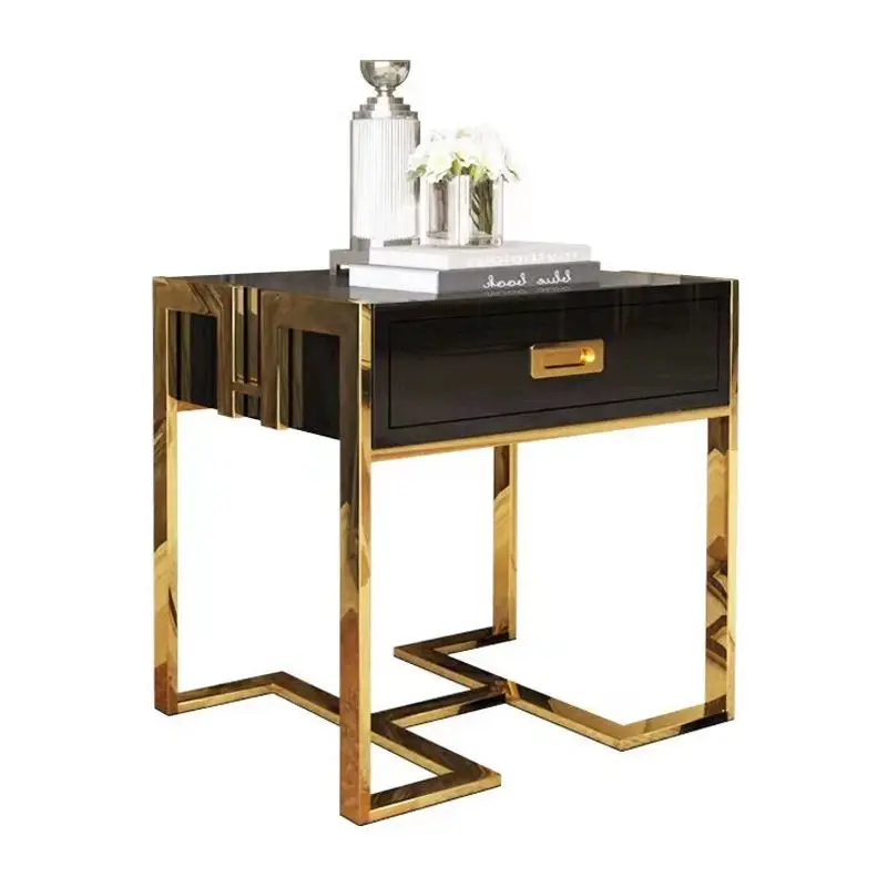 Modern Convertible Living Room Furniture Storage Side Table Metal Frame Black Glass Coffee and Tea Table — image 5