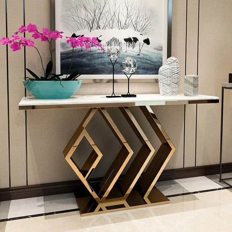 Light Luxury Modern Stainless Steel Hotel Living Room Dining Porch Entrance Hallway Table Console — view 1