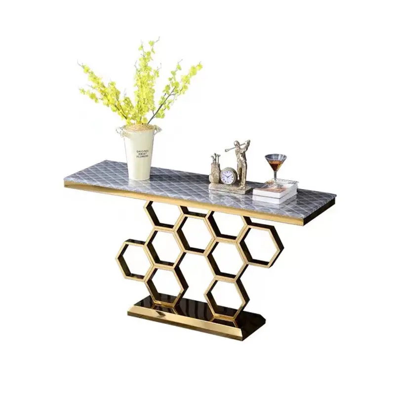 Luxury Modern Marble Top Console Table with Stainless Steel Frame for Living Room Dining Hotel Use — image 5