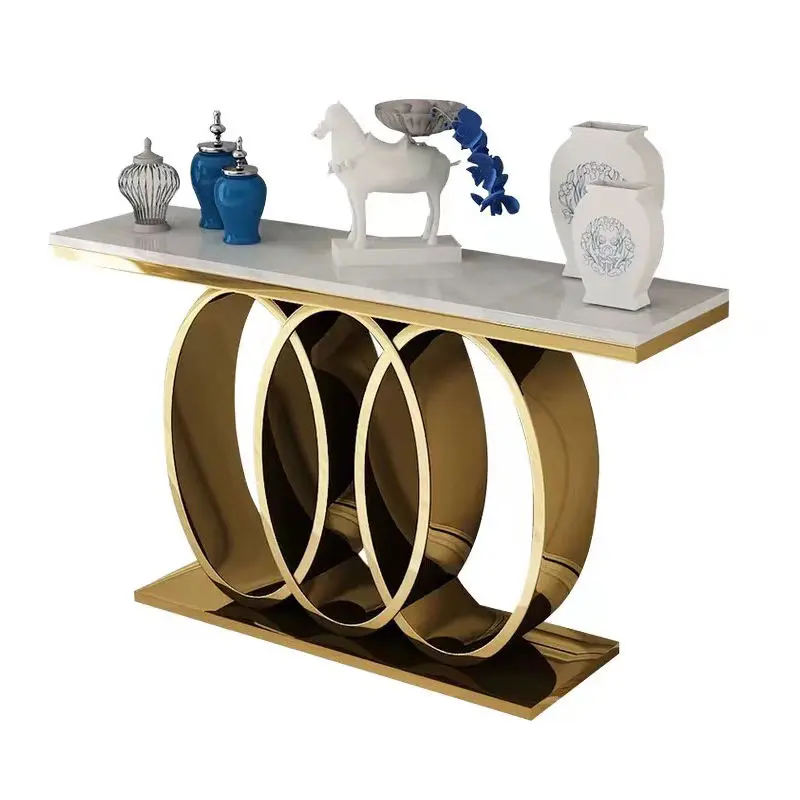 Luxury Modern Marble Top Console Table with Stainless Steel Frame for Living Room Dining Hotel Use — image 6