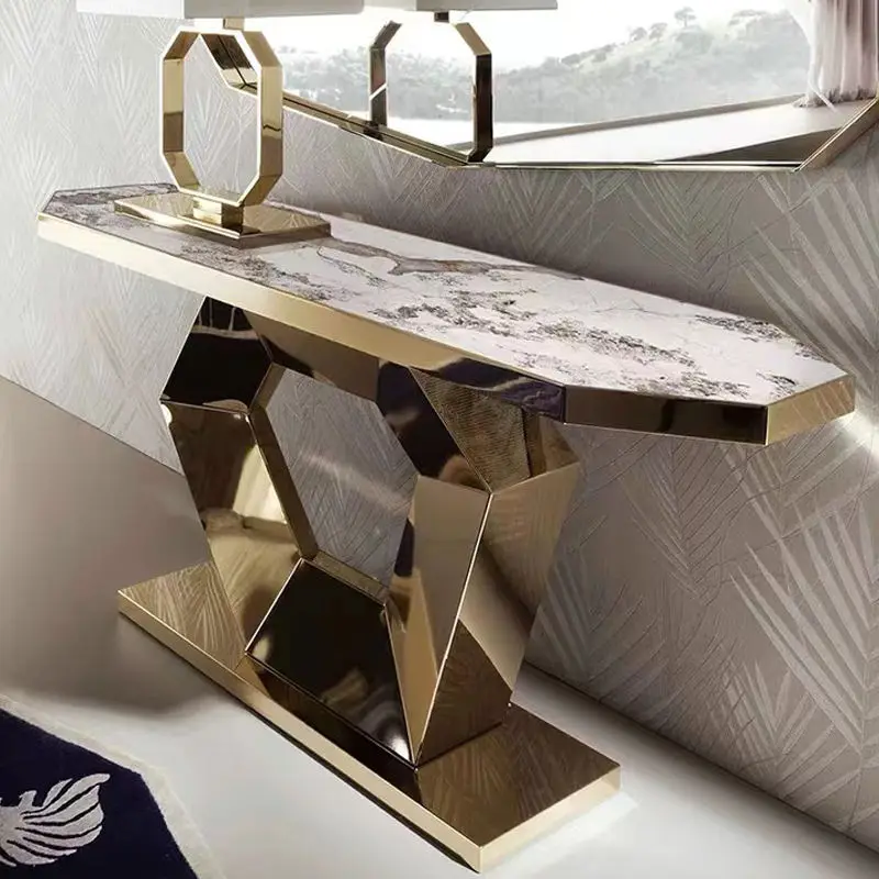 Light Luxury Modern Stainless Steel Hotel Living Room Dining Porch Entrance Hallway Table Console — image 3