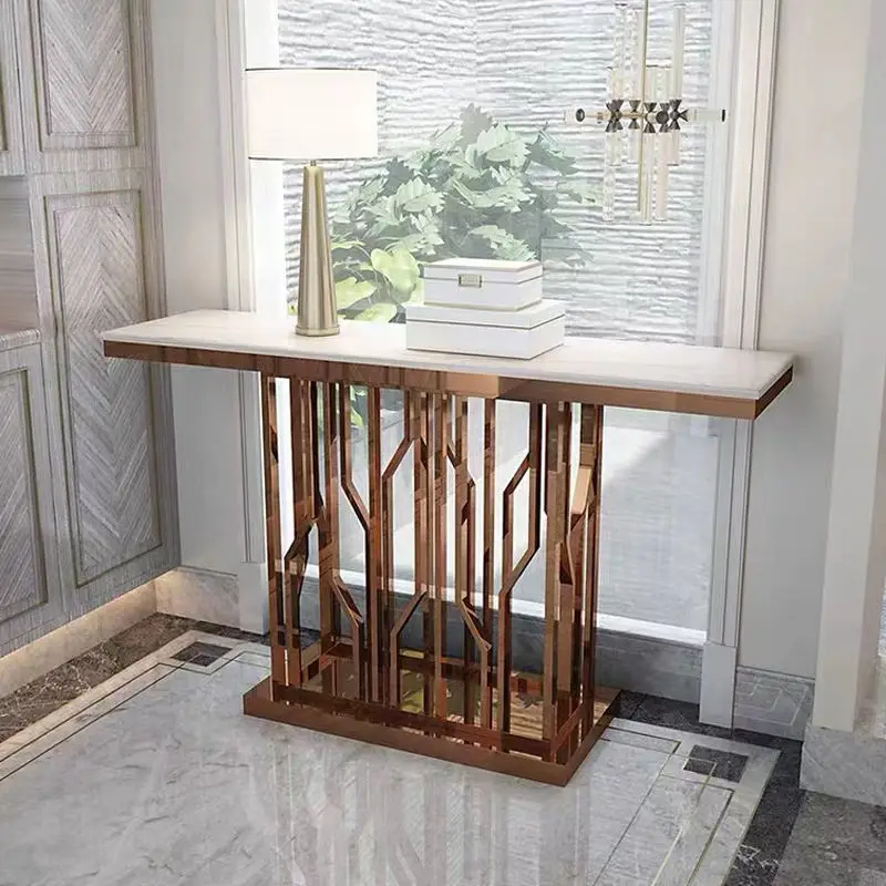 Light Luxury Modern Stainless Steel Hotel Living Room Dining Porch Entrance Hallway Table Console — image 4