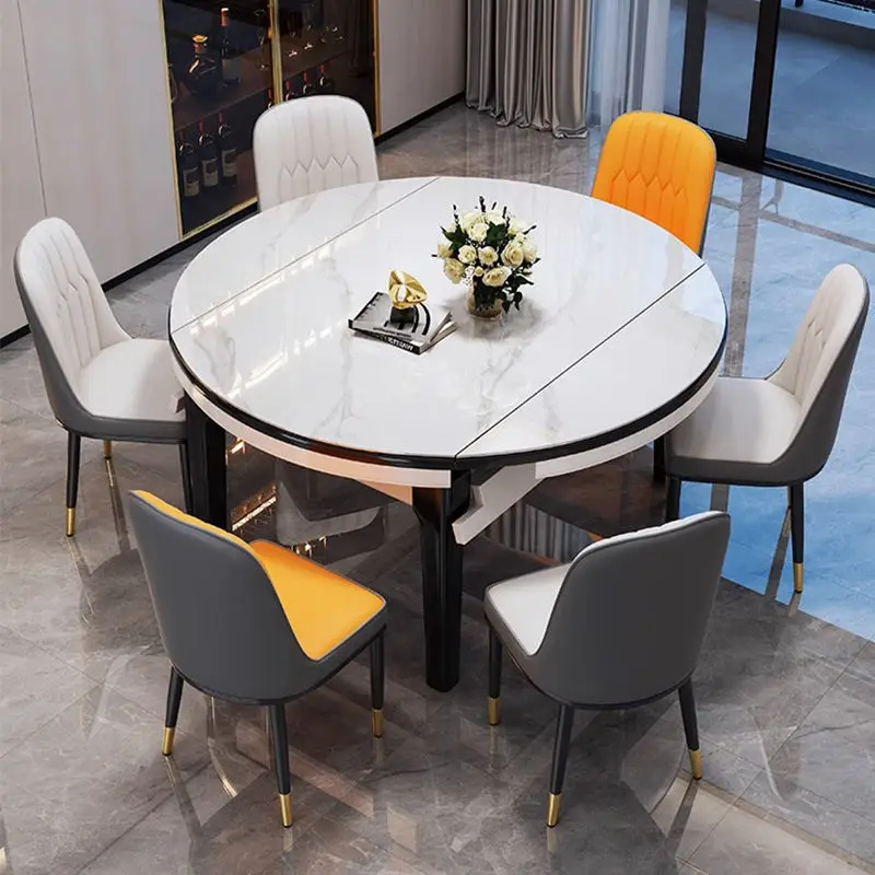 Modern Home Furniture Dinning Table Set 6 Seater Round Marble Dining Table for Restaurant — image 3