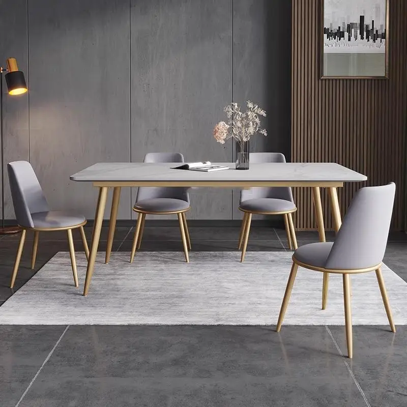 Luxury Modern Dining Room Marble 4 6 Seater Dining Table Metal Leg Dining Table and Chair — image 3