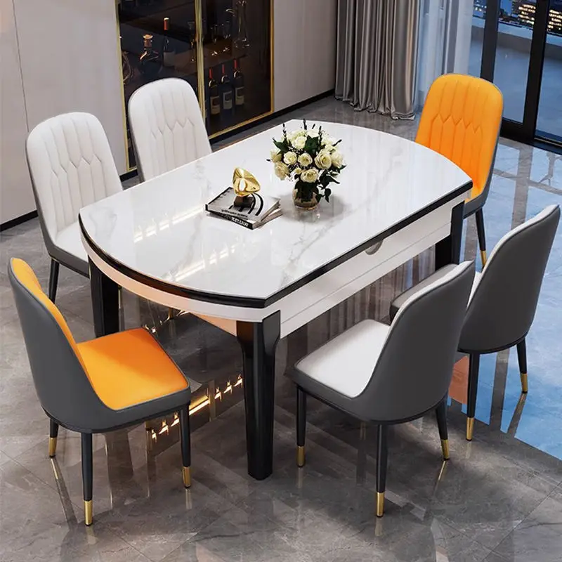 Modern Home Furniture Dinning Table Set 6 Seater Round Marble Dining Table for Restaurant — image 4