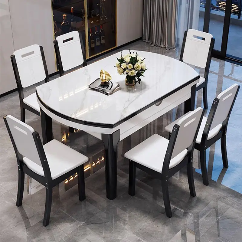 Modern Home Furniture Dinning Table Set 6 Seater Round Marble Dining Table for Restaurant — image 5