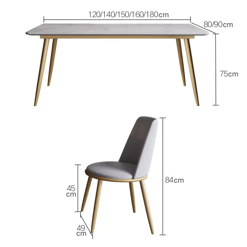 Luxury Modern Dining Room Marble 4 6 Seater Dining Table Metal Leg Dining Table and Chair — image 6