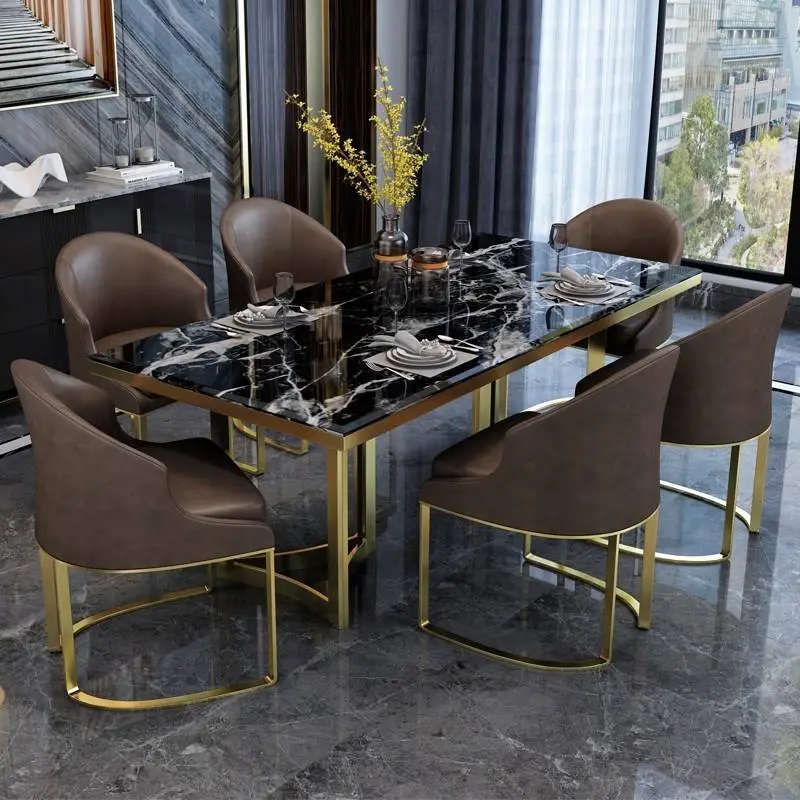 Modern Luxury Rectangular Dining Table Set 4 Seater 6 8 Dining Room Furniture Dining Table Set Marble Top — image 3