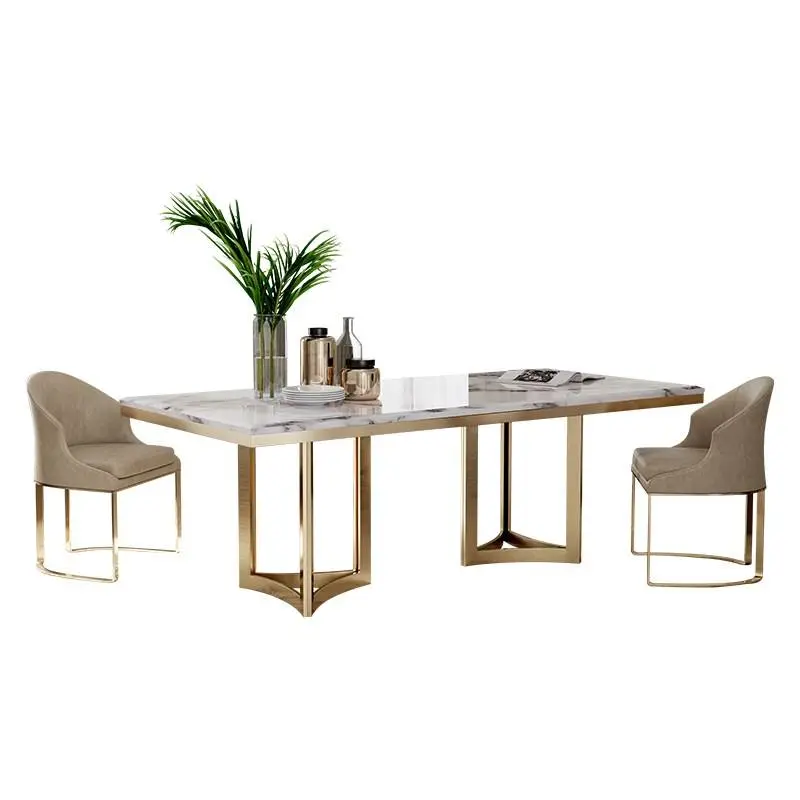 Modern Luxury Rectangular Dining Table Set 4 Seater 6 8 Dining Room Furniture Dining Table Set Marble Top — image 6