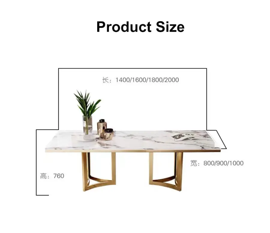 Modern Luxury Rectangular Dining Table Set 4 Seater 6 8 Dining Room Furniture Dining Table Set Marble Top — image 7