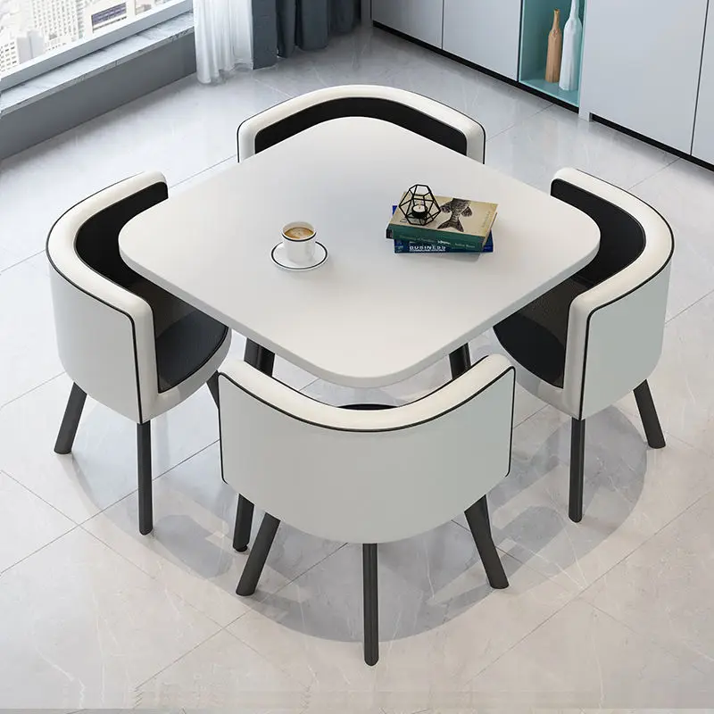 Wholesale Modern Dining Table Sets 4 6 Chairs Dining Table Wooden Restaurant Cafe Chatting Table — image 4