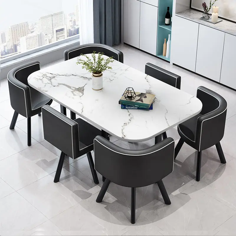 Wholesale Modern Dining Table Sets 4 6 Chairs Dining Table Wooden Restaurant Cafe Chatting Table — image 6