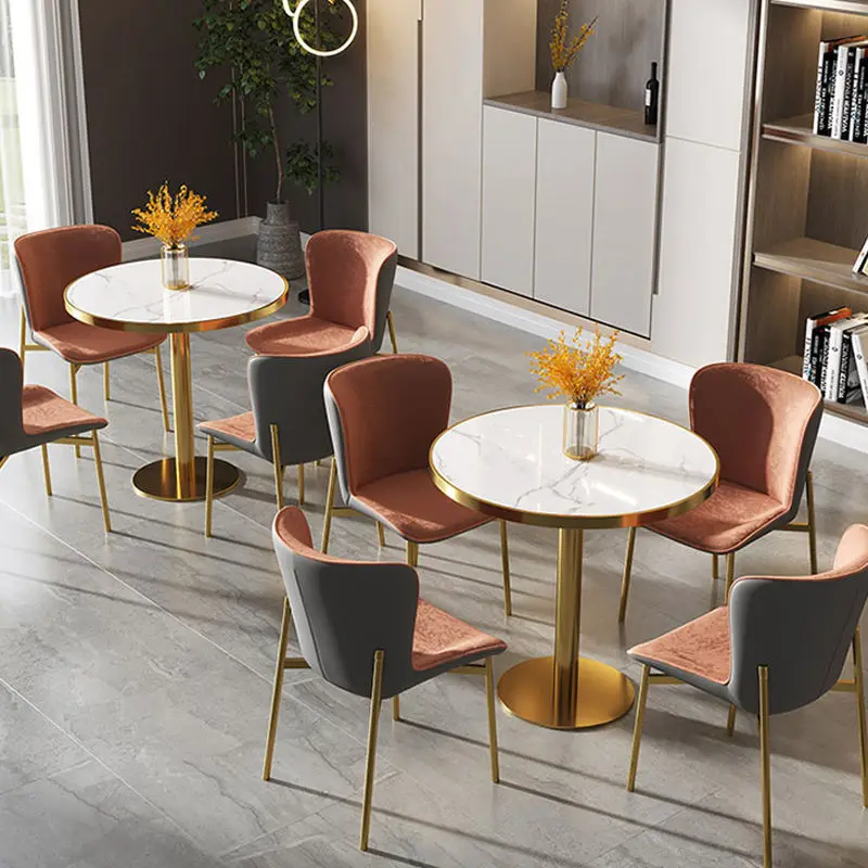 Wholesale Nordic Restaurant Furniture Dinner Set Simple White Circular Round Cafe Kitchen Dining Table — image 2