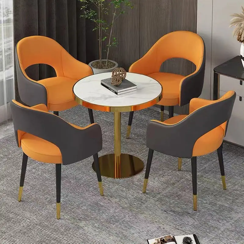 Wholesale Nordic Restaurant Furniture Dinner Set Simple White Circular Round Cafe Kitchen Dining Table — image 3