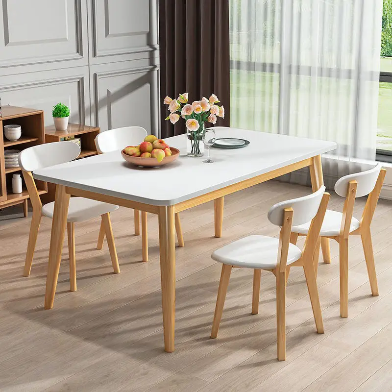 Luxury Solid Wood Dining Room Furniture Dining Table Set 4 Chairs Modern Wooden Dining Table Set — image 2