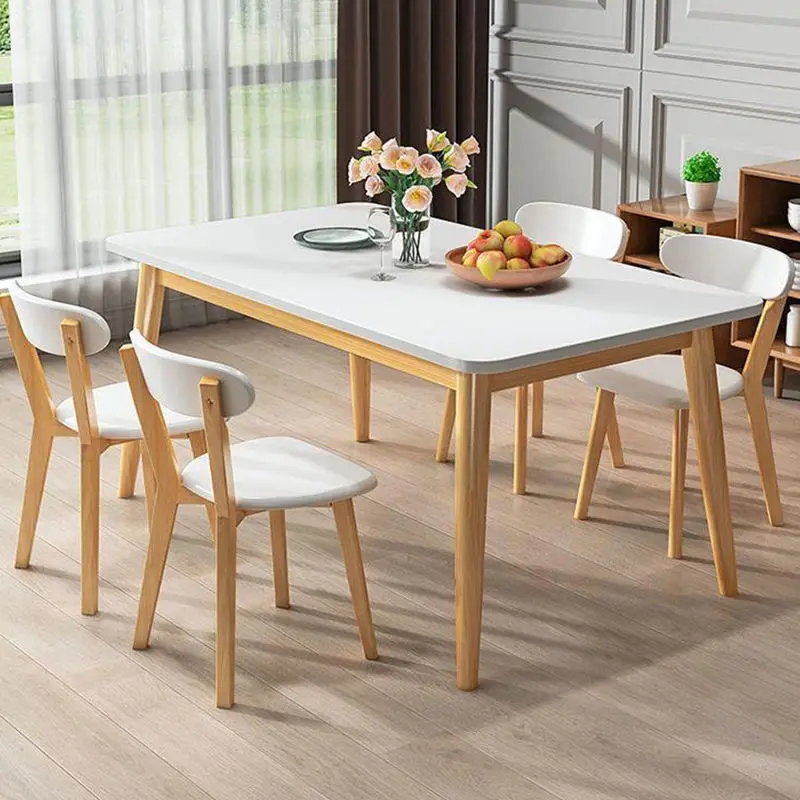 Luxury Solid Wood Dining Room Furniture Dining Table Set 4 Chairs Modern Wooden Dining Table Set — image 4