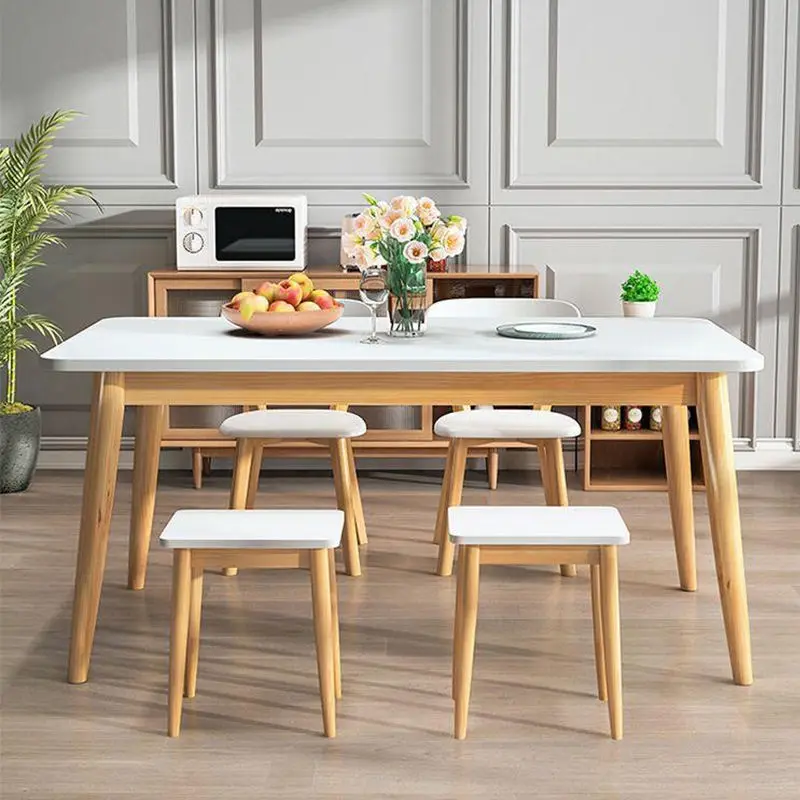 Luxury Solid Wood Dining Room Furniture Dining Table Set 4 Chairs Modern Wooden Dining Table Set — image 5