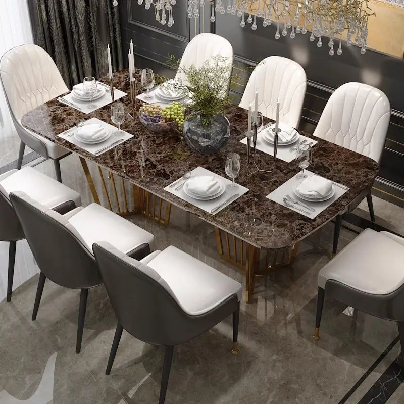 Modern Dining Table Set for 8 Seater Home Furniture Dining Room Set Luxury Marble Top Dining Table — view 1