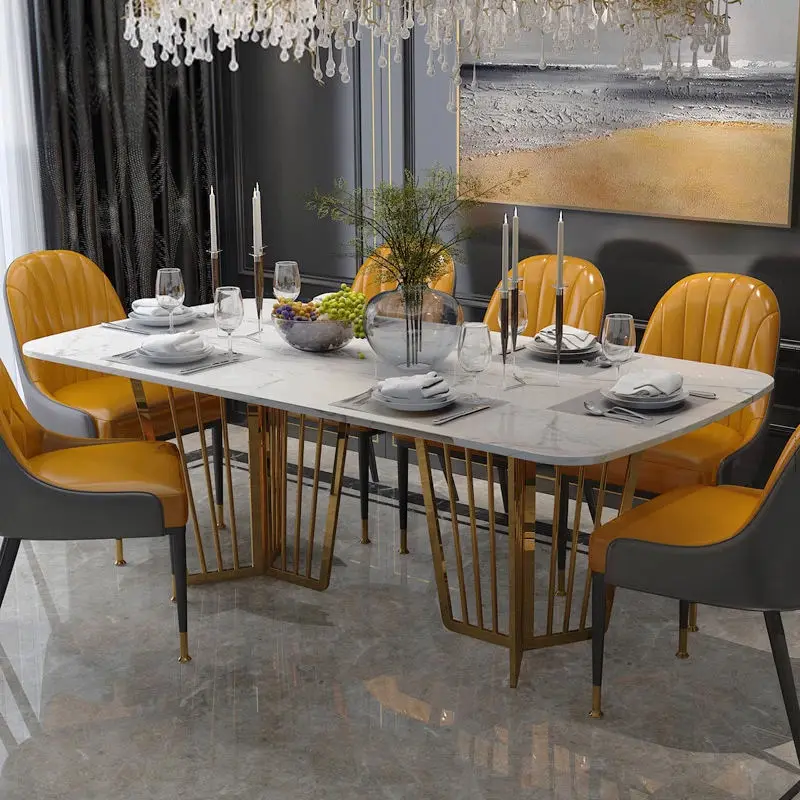 Modern Dining Table Set for 8 Seater Home Furniture Dining Room Set Luxury Marble Top Dining Table — image 2