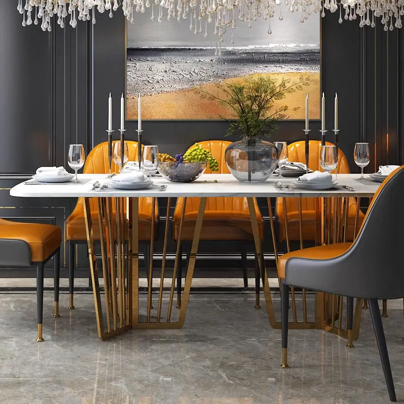 Modern Dining Table Set for 8 Seater Home Furniture Dining Room Set Luxury Marble Top Dining Table — image 3