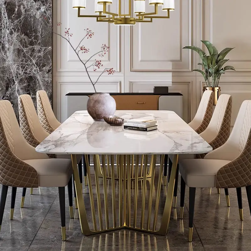 Modern Dining Table Set for 8 Seater Home Furniture Dining Room Set Luxury Marble Top Dining Table — image 4