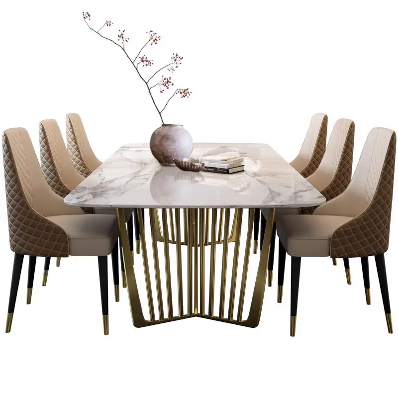 Modern Dining Table Set for 8 Seater Home Furniture Dining Room Set Luxury Marble Top Dining Table — image 5