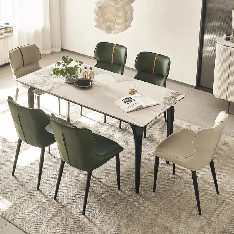 Modern Dining Room Furniture Nordic Rectangular Luxury Marble Top Dining Table With Metal Leg — view 1