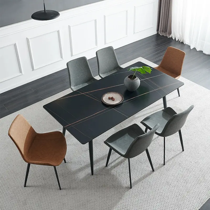 Dining Room Set Marble Top Dining Table With Metal Legs Dining Table Set 6 Seater — view 1