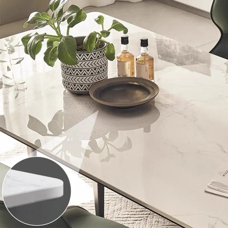Modern Dining Room Furniture Nordic Rectangular Luxury Marble Top Dining Table With Metal Leg — image 5