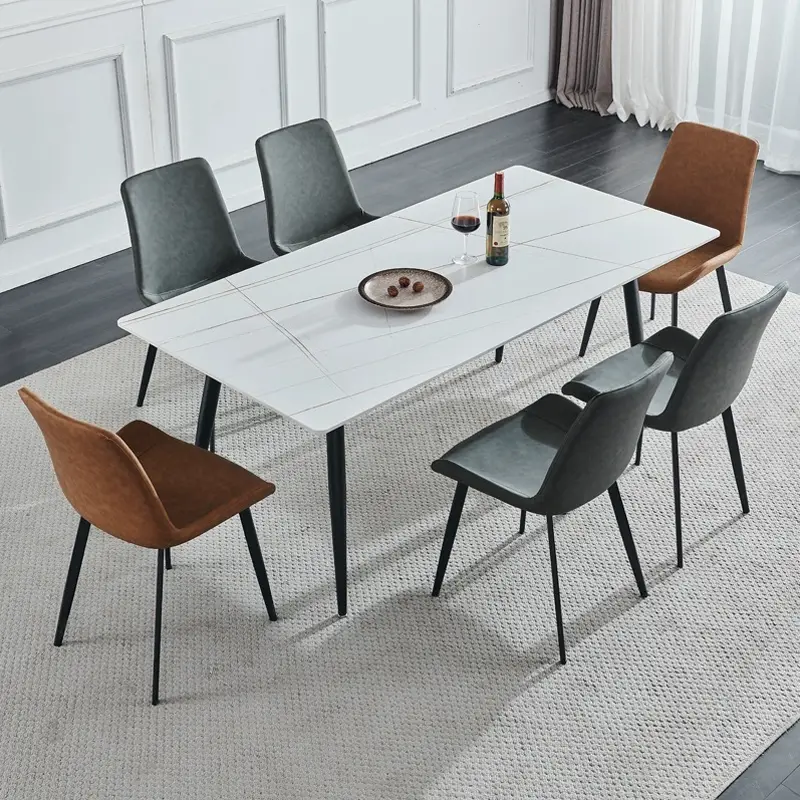 Dining Room Set Marble Top Dining Table With Metal Legs Dining Table Set 6 Seater — image 3