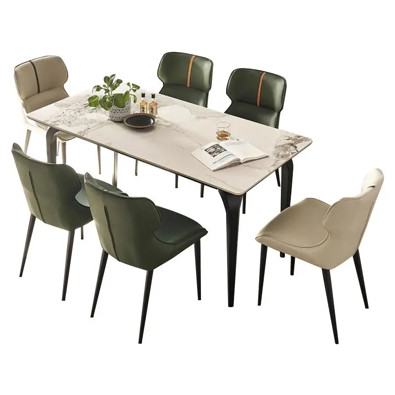 Modern Dining Room Furniture Nordic Rectangular Luxury Marble Top Dining Table With Metal Leg — image 7