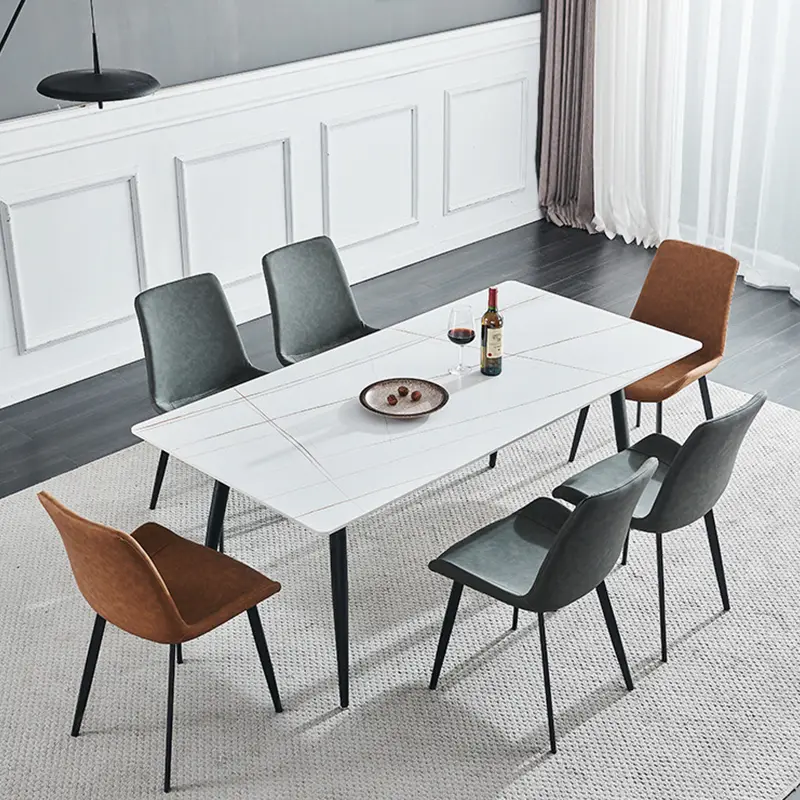 Dining Room Set Marble Top Dining Table With Metal Legs Dining Table Set 6 Seater — image 4